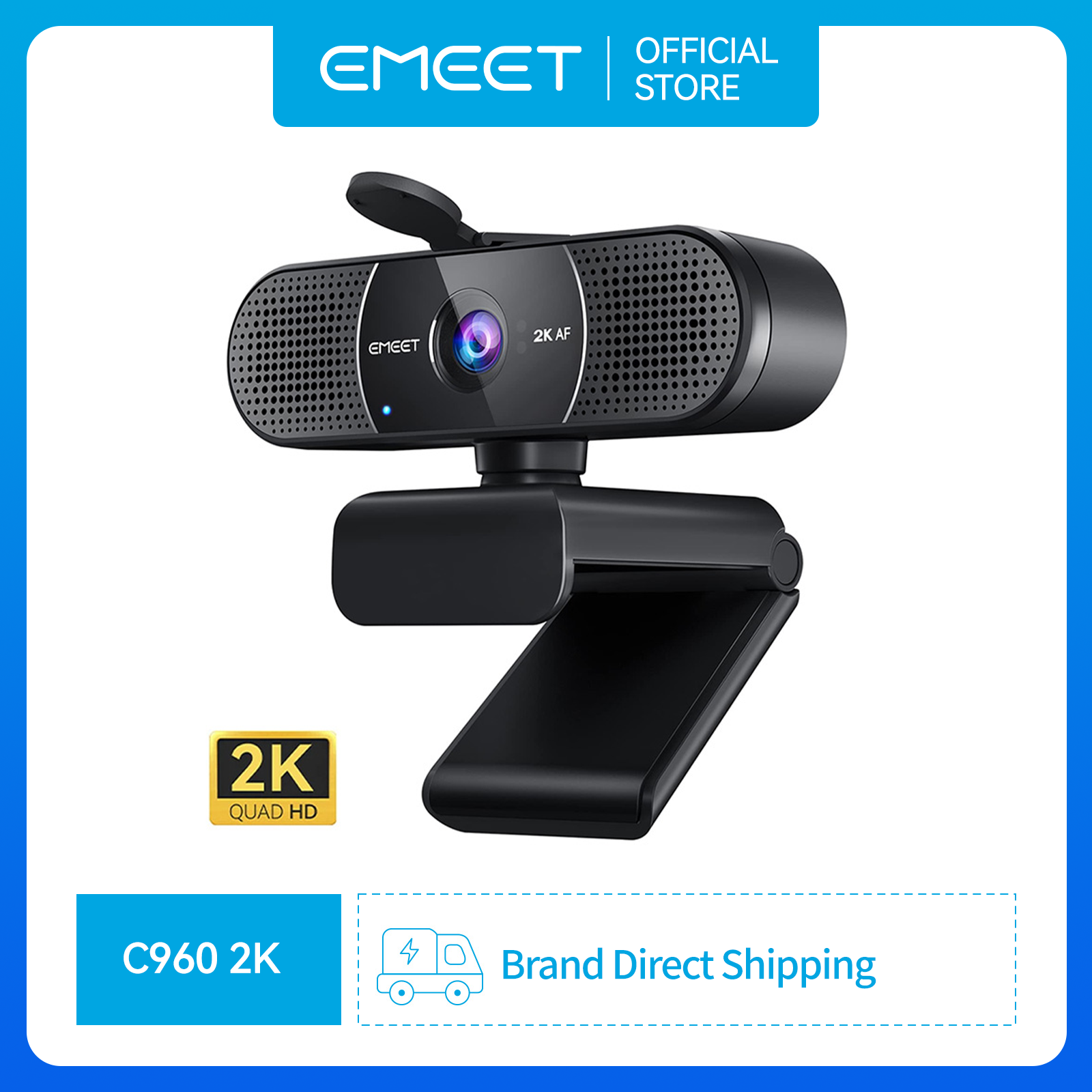 Câmera Web EMEET 2K QHD Câmera de Streaming C9602K Câmera USB com Microfone para