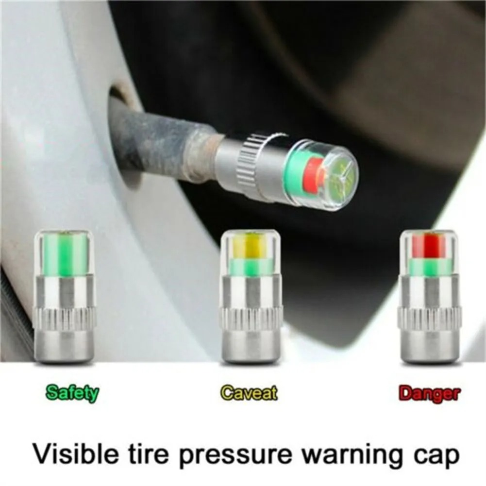 Monitor De Pressão Dos Pneus Tampas Da Válvula Indicador Do Sensor Para Carro Motocicleta 8 Peças
